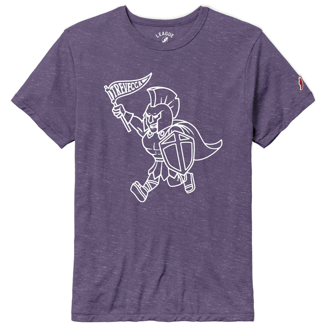 Victory Falls Tee w/Vintage Trojan Logo, Heather New Puple