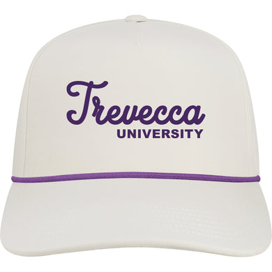 5-Panel Adjustable Hat | White With Purple Rope