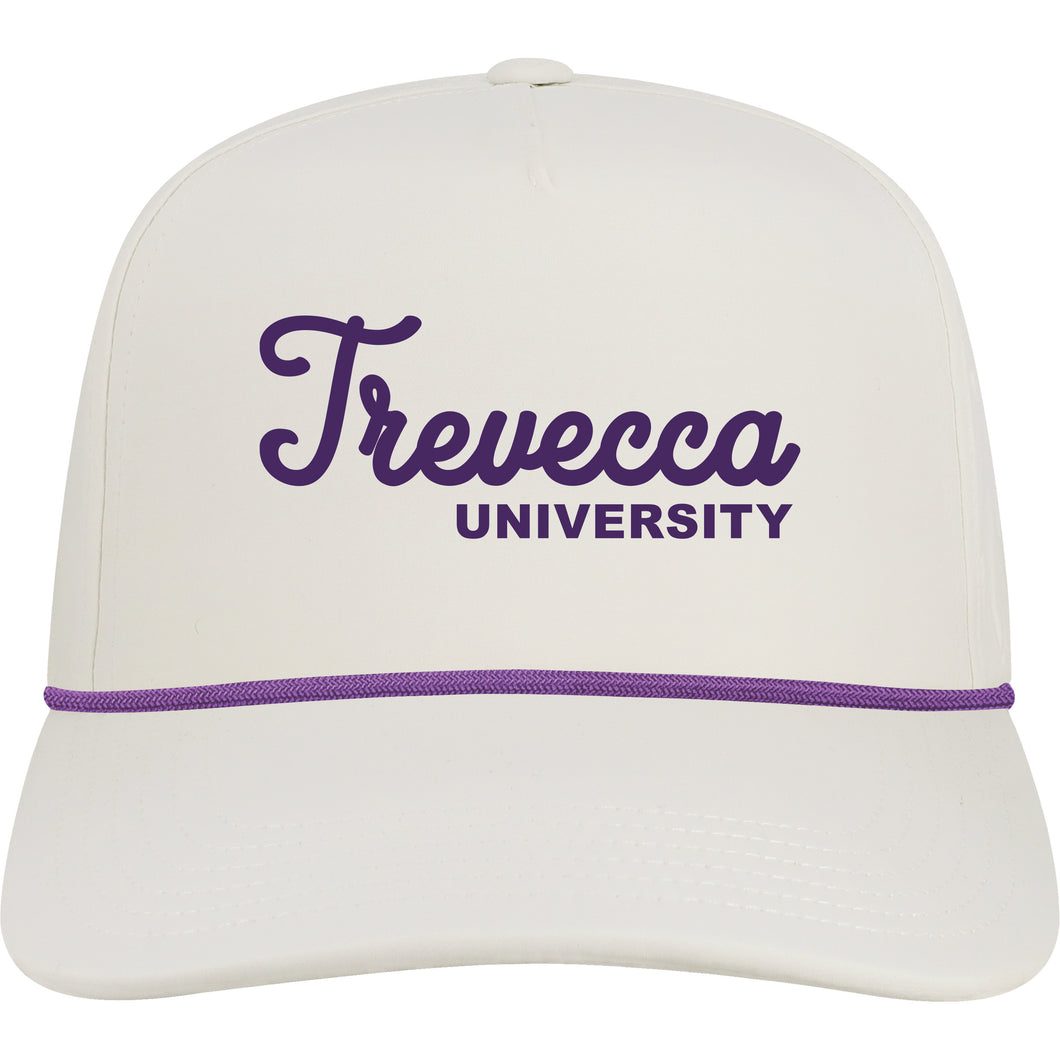 5-Panel Adjustable Hat | White With Purple Rope