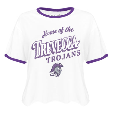 Ladies Cutoff Ringer Tee | White