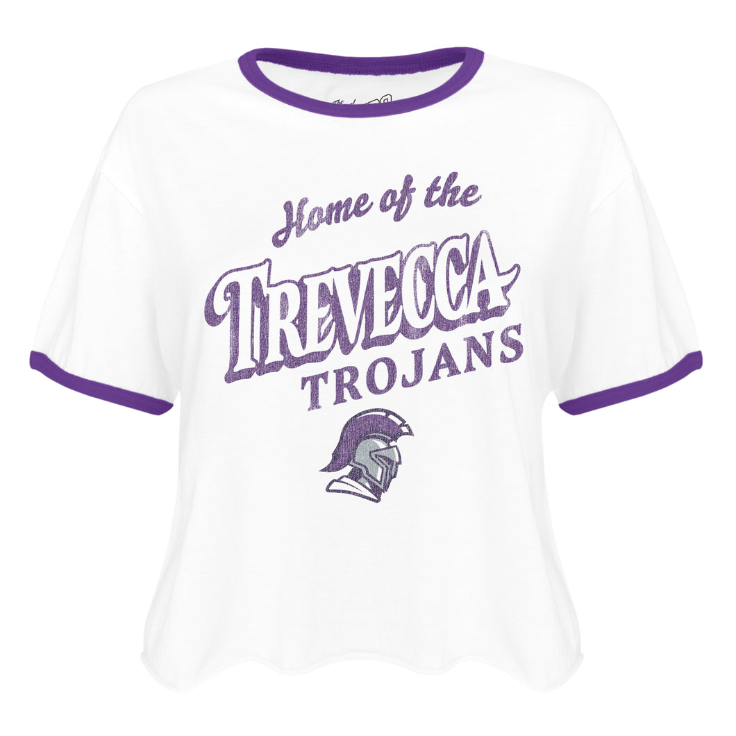 Ladies Cutoff Ringer Tee | White