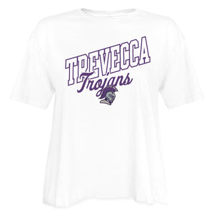 Ladies Short Sleeve Cutoff Cotton Tee | White