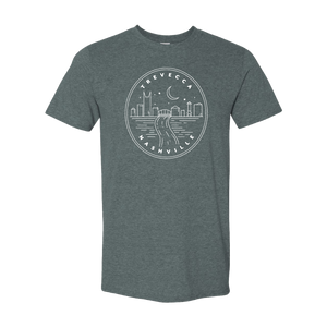 Trevecca Circle Skyline Design Tee, Green Heather