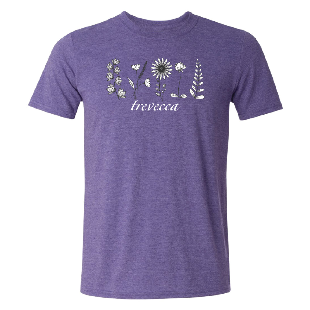 Althea Plants Shot Sleeve Tee, Heather Purple (F23)