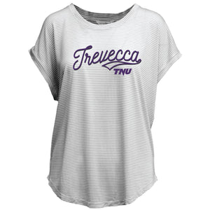 Daytrip Soft Striped Capped Sleeve Tee, White/Charcoal (F22)